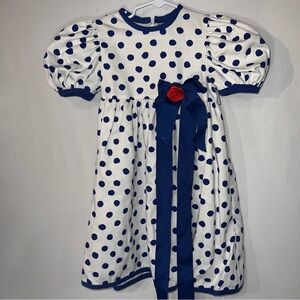 Neiman Marcus Blue and White Polka Dot Kids Dress